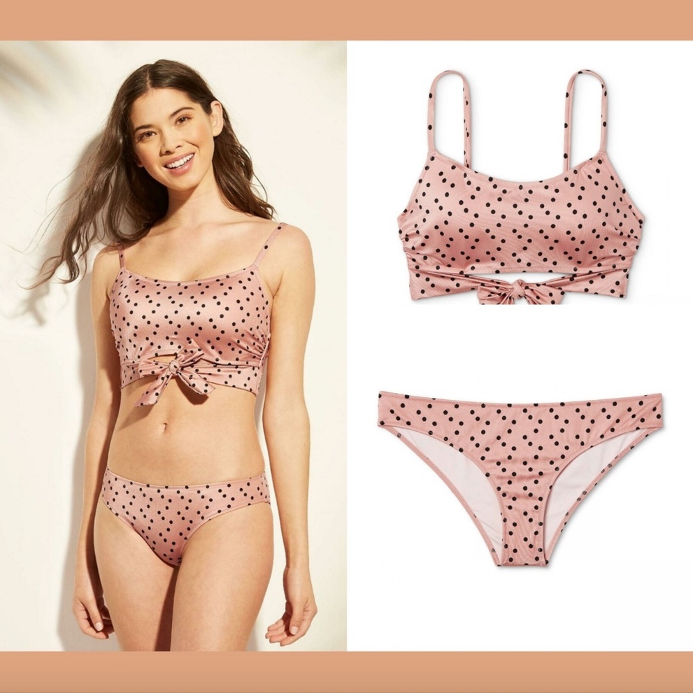 NWT Shade & Shore Polka Dot Wrap Bikini Top [ 34B ] + Cheeky‎ Bottoms [ Medium ]
